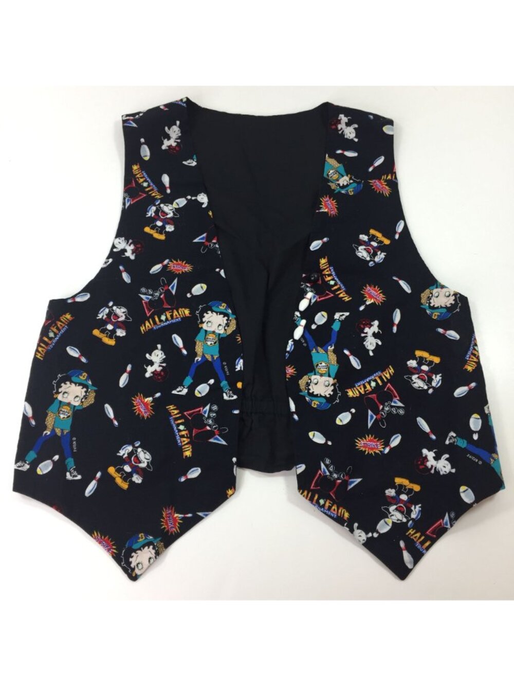 Handmade Womens Betty Boop Bowling Black Vest - Picture 9 of 14